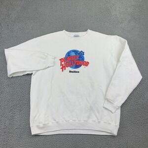 Planet Hollywood Sweatshirt Adult XL White‎ Dallas Vintage Made In USA 90's Crew
